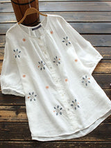 WHITE LONG TOP-TUNIC WITH EMBROIDERY WORK FOR WOMEN