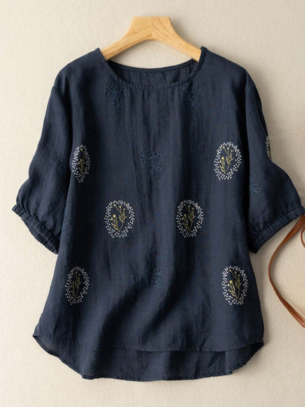 BLUE LONG TOP-TUNIC WITH EMBROIDERY WORK FOR WOMEN