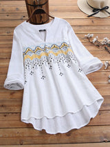 WHITE LONG TOP-TUNIC WITH EMBROIDERY WORK FOR WOMEN