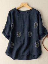 BLUE LONG TOP-TUNIC WITH EMBROIDERY WORK FOR WOMEN