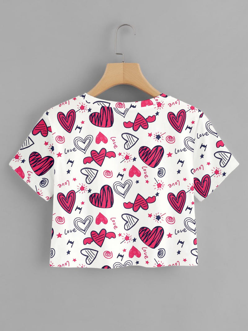 HEART WHITE SHORT T-SHIRT